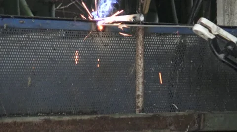 Worker use electric welding for cutting ole metal. Stock Footage 68266821