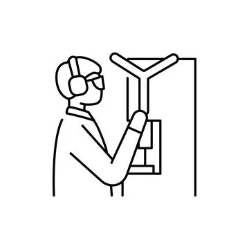 Worker uses machine olor line icon. Pictogram for web page, mobile app, promo イラスト素材