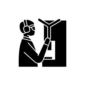Worker uses machine olor line icon. Pictogram for web page, mobile app, promo イラスト素材
