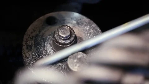 Worker using bending machine bender rebar on concrete factory Stock Footage 70208169