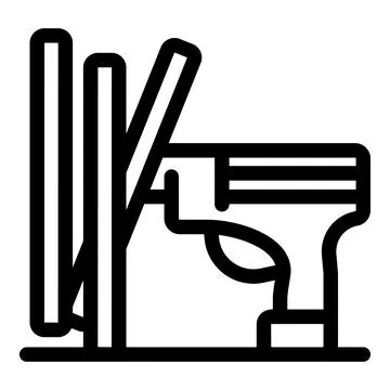 Worker using cordless drill to install wooden fence in garden Stock Illustration