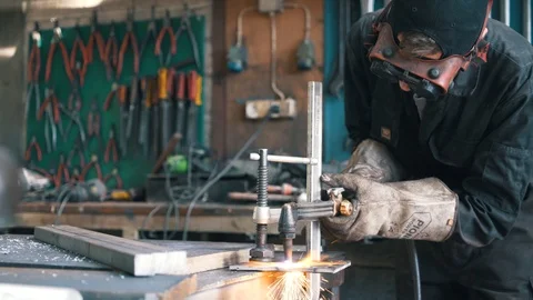 Worker Using Cutting Torch Stock Footage 103773855
