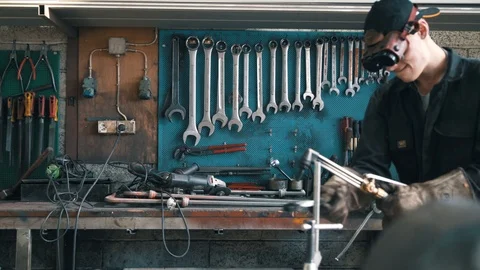 Worker Using Cutting Torch Stock Footage 103773957