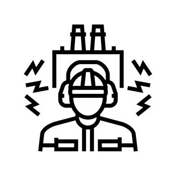 Worker using ear protection noisy factory line icon vector illustration イラスト素材