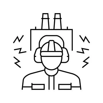 Worker using ear protection noisy factory line icon vector illustration 스톡 일러스트
