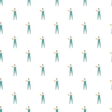 Worker using electric drill seamless pattern background イラスト素材