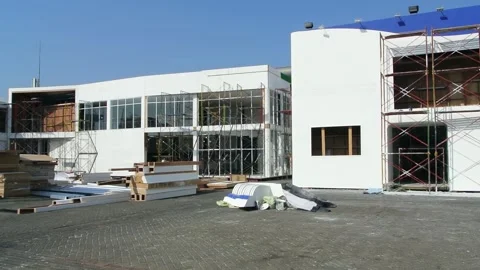 Worker using high-rise skyscraper in exhibition area 스톡 동영상 285021726