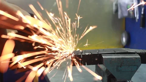 Worker using industrial grinder. Stock Footage 48788172