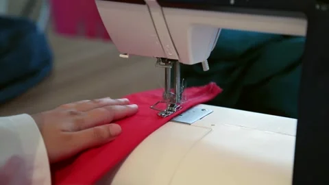 Worker Using Industrial Sewing Machine Stock Footage 340108649