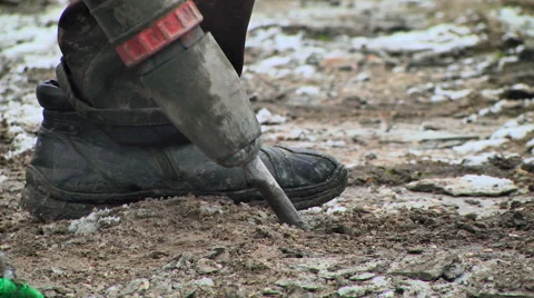 Worker Using A Jackhammer close up Stock Footage 46718160