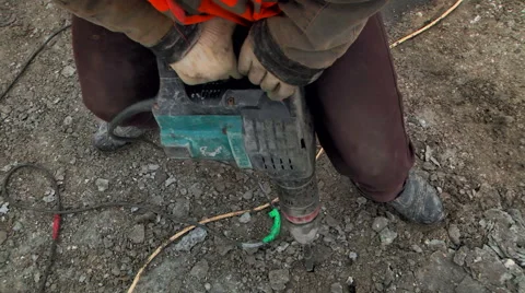 Worker Using A Jackhammer Video stock 46718156