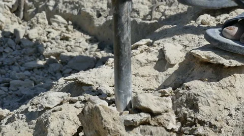 Worker using jackhammer Stock Footage 54600196