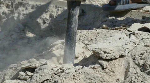 Worker using jackhammer Stock Footage 54600829