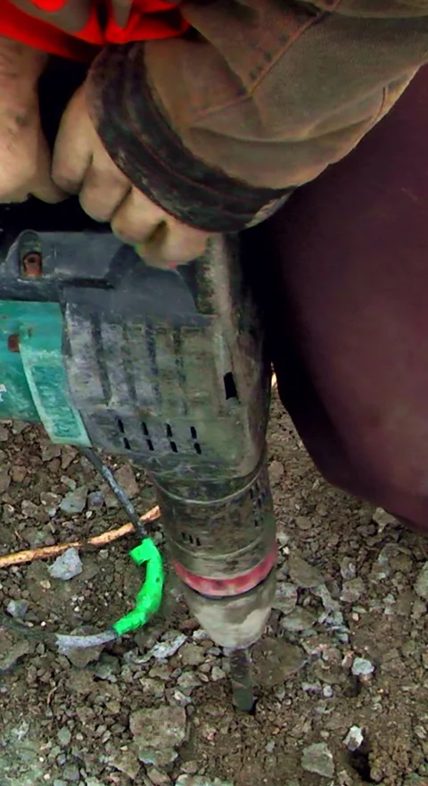 Worker Using A Jackhammer Stock Footage 249725794