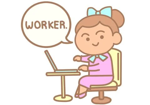 Worker using laptop clip art. 스톡 일러스트