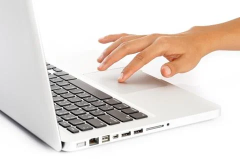 Worker using a laptop computer Stock Photos