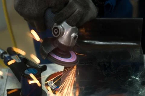 Worker using machine for coating and overlay steel for maintenance and repair Stock Photos