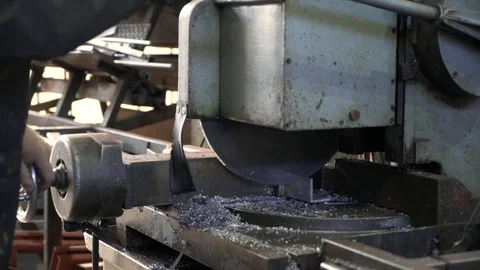 Worker using metal saw Stock Footage 103775122