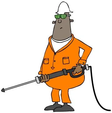 Worker using a pressure wand Illustrazione stock