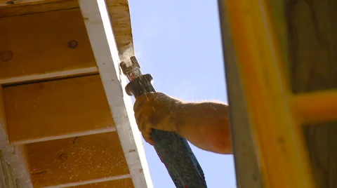 Worker using saber saw Stock Footage 57714996