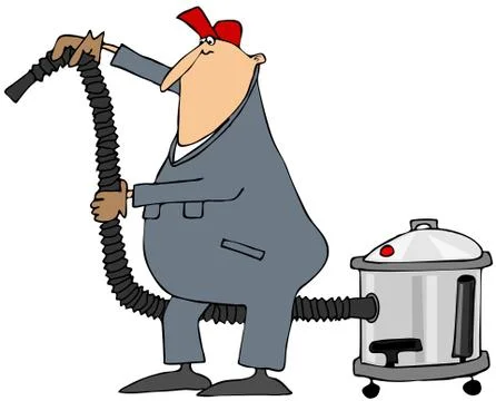 Worker using a shop vacuum Illustrazione stock