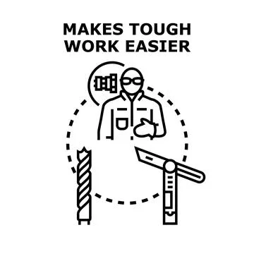 Worker using tools for easier tough work Stock Illustration