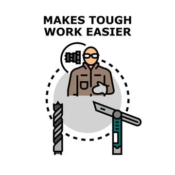 Worker using tools for easier tough work Stock Illustration