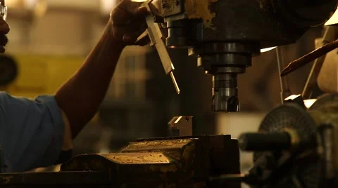 Worker Using Vernier Caliper Stock Footage 63989674