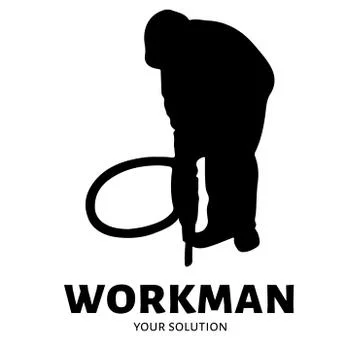 Worker vector logo. Brand's logo in the form of a road worker Stock Illustration