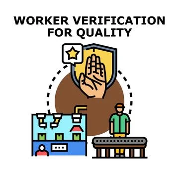 Worker verification and quality control process managing Stockillustratie