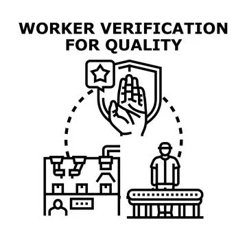 Worker verification and quality control process managing Stockillustratie