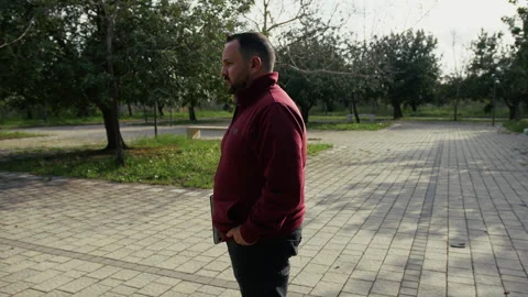 Worker Waiting In The Park During Work Pause Stock Footage 308649976