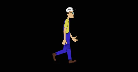 Worker with walk cycle. Video stock 128877955