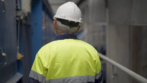Worker walking through a factory Stock Footage 279065653