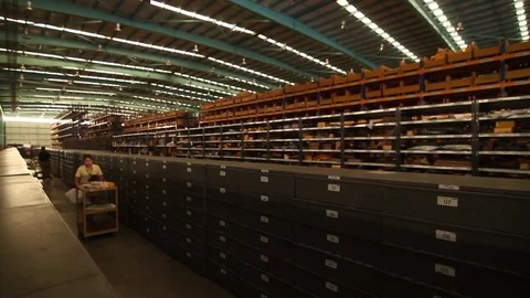 Worker in warehouse Stock Footage 77049818