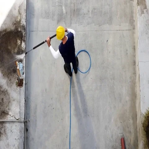 Worker washing the industrial premises Stock Footage 69737202
