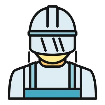 Worker wearing hard hat and safety visor icon Stock Illustration