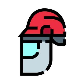 Worker wearing hard hat and face shield Stock Illustration