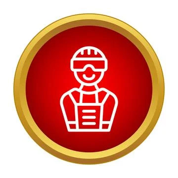 Worker wearing hard hat and safety goggles icon Stock Illustration