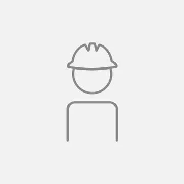 Worker wearing hard hat line icon Stock Illustration