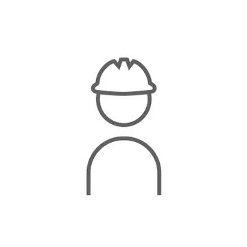 Worker wearing hard hat line icon Stock Illustration