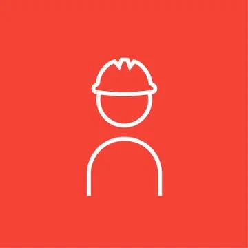 Worker wearing hard hat line icon Stock Illustration
