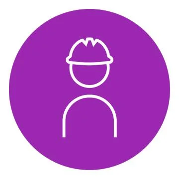 Worker wearing hard hat line icon Stock Illustration