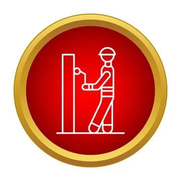Worker wearing hard hat operating a machine icon Stock Illustration