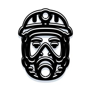 Worker wearing safety hard hat and respirator mask イラスト素材