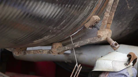 Worker is welding the pipe Stock Footage 36167194