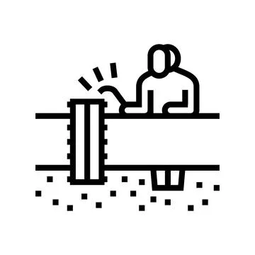 Worker welding pipeline construction line icon vector illustration Illustrazione stock