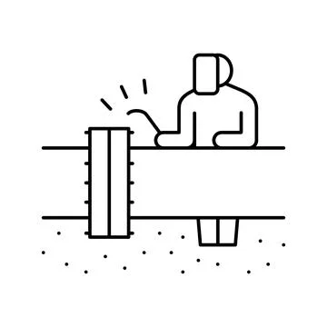 Worker welding pipeline construction line icon vector illustration Illustrazione stock