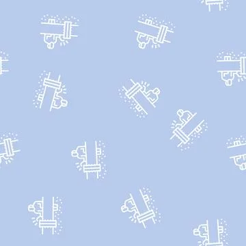 Worker welding pipeline construction line seamless pattern Illustrazione stock