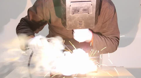 Worker welding steel Stock Footage 46217629